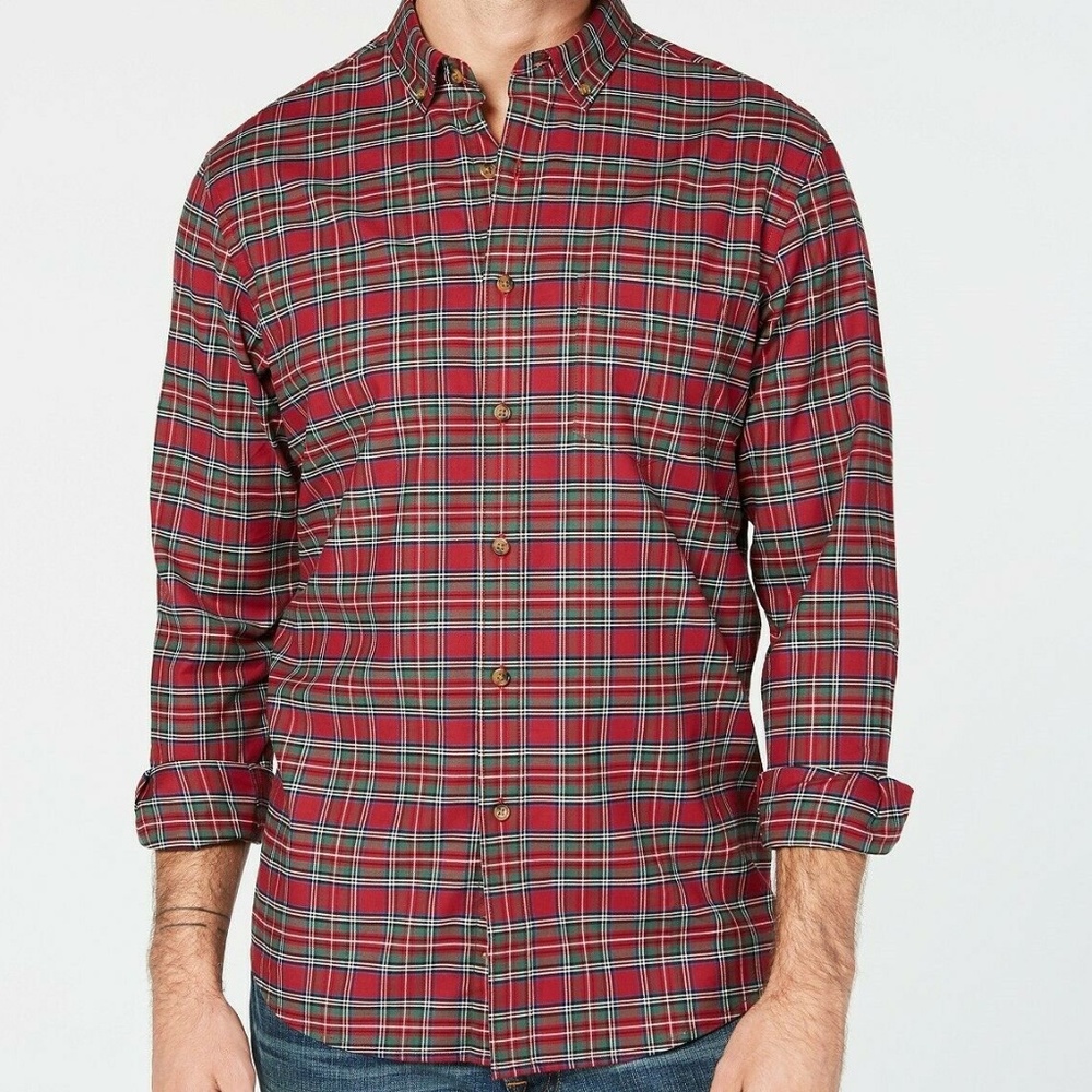Club Room Mens Maxwell Red Tartan Plaid Stretch
